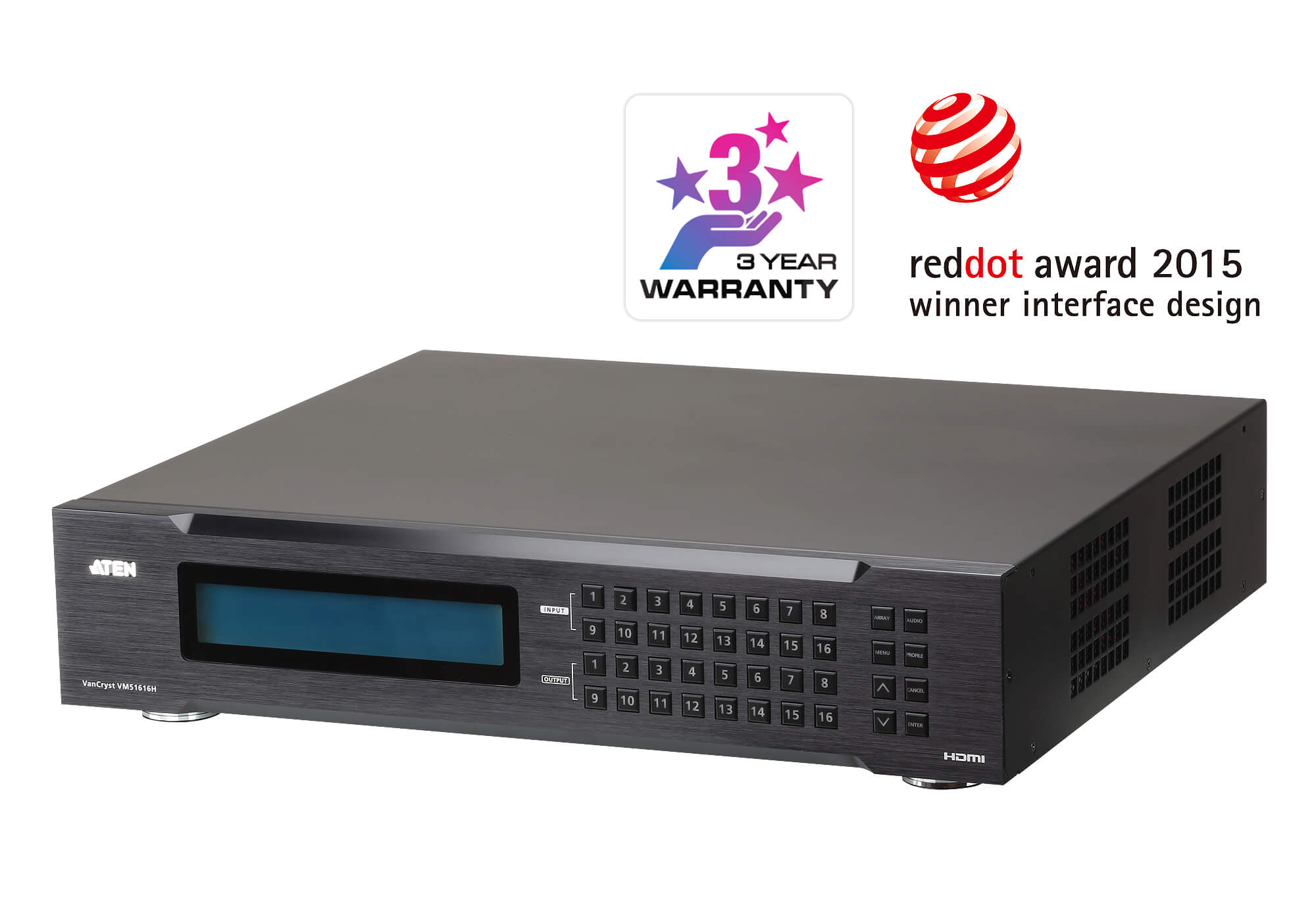 Aten Professional Matrix 16x16 HDMI Matrix with Scaler, Seamless Switch, control via front-panel pushbuttons Aten Professional Matrix 16x16 HDMI Matrix with Scaler, Seamless Switch, control via front-panel pushbuttons